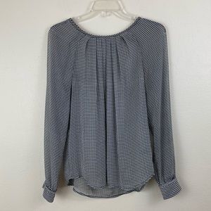 The Limited Black White Houndstooth Pleated Blouse